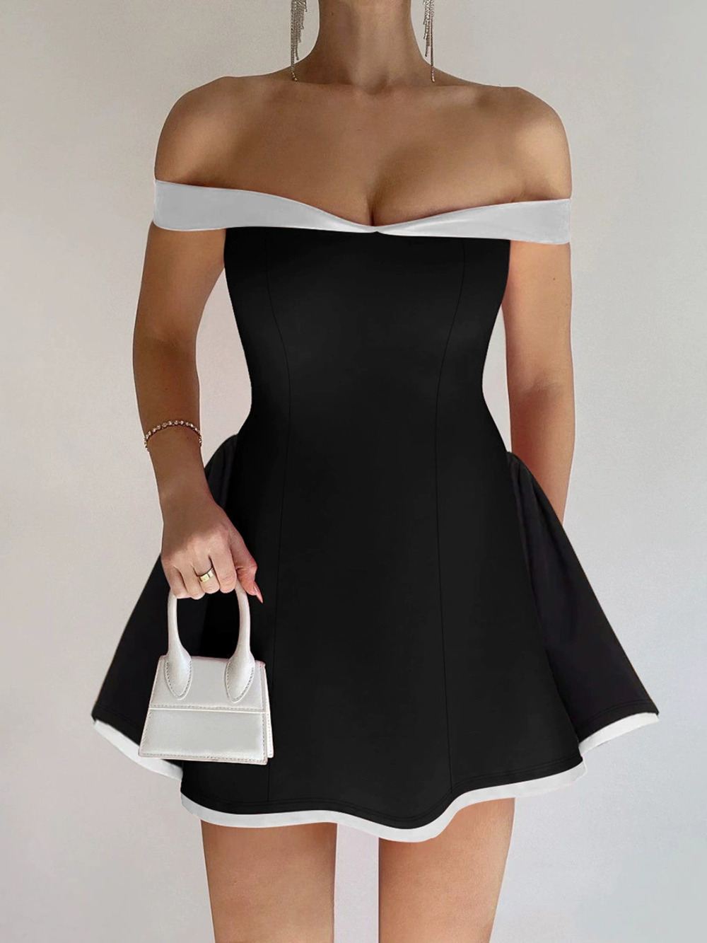 Zara Summer Pearl Bow Backless Fitted A-Line Short Dress Style